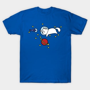 Galactic Adventurer Space Cat with Space Fish T-Shirt